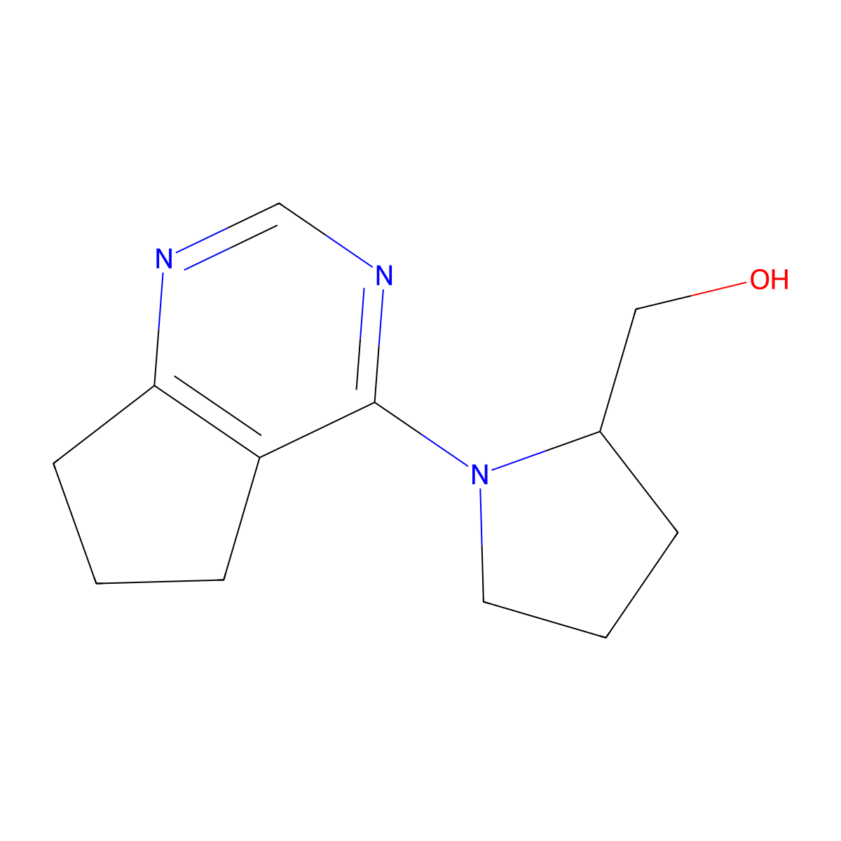 (1-{5H,6H,7H-cyclopenta[d]pyrimidin-4-yl}pyrrolidin-2-yl)methanol molecular structure, CAS 1340185-02-5