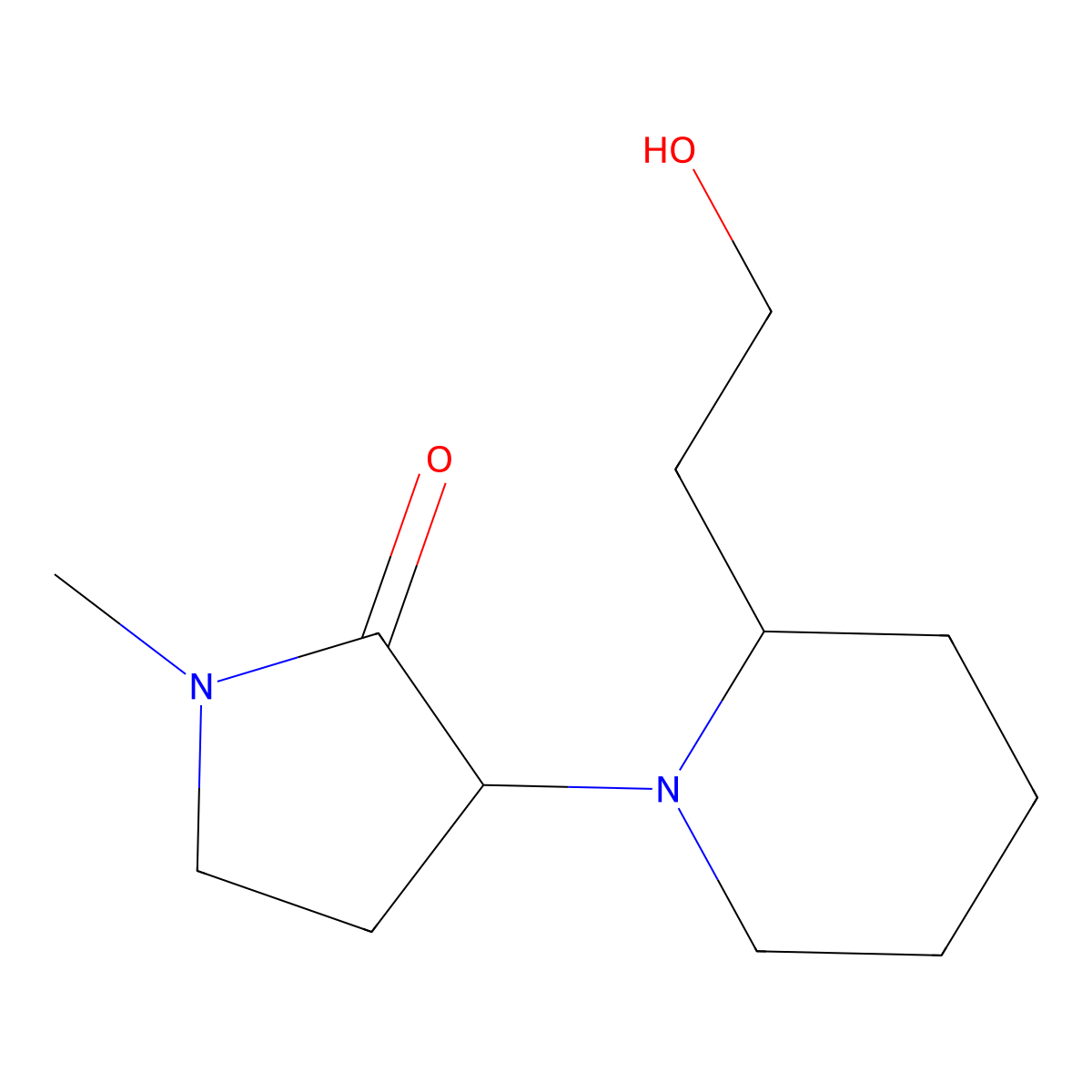 3-[2-(2-Hydroxyethyl)piperidin-1-yl]-1-methylpyrrolidin-2-one molecular structure, CAS 1340185-48-9