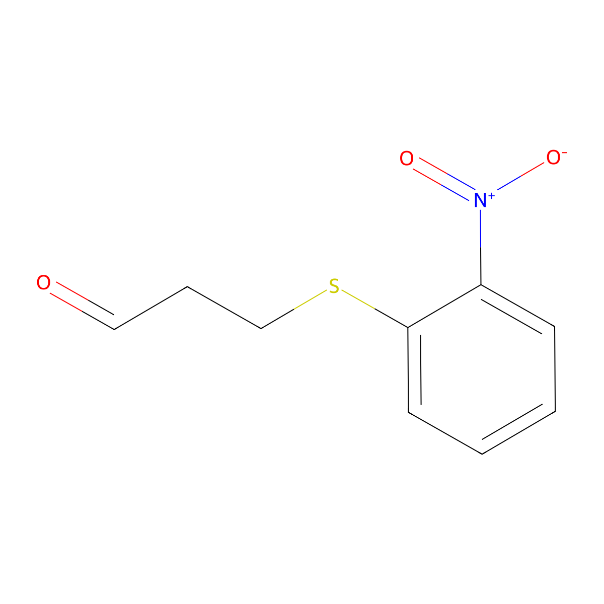 3-((2-Nitrophenyl)thio)propanal molecular structure, CAS 1340186-13-1