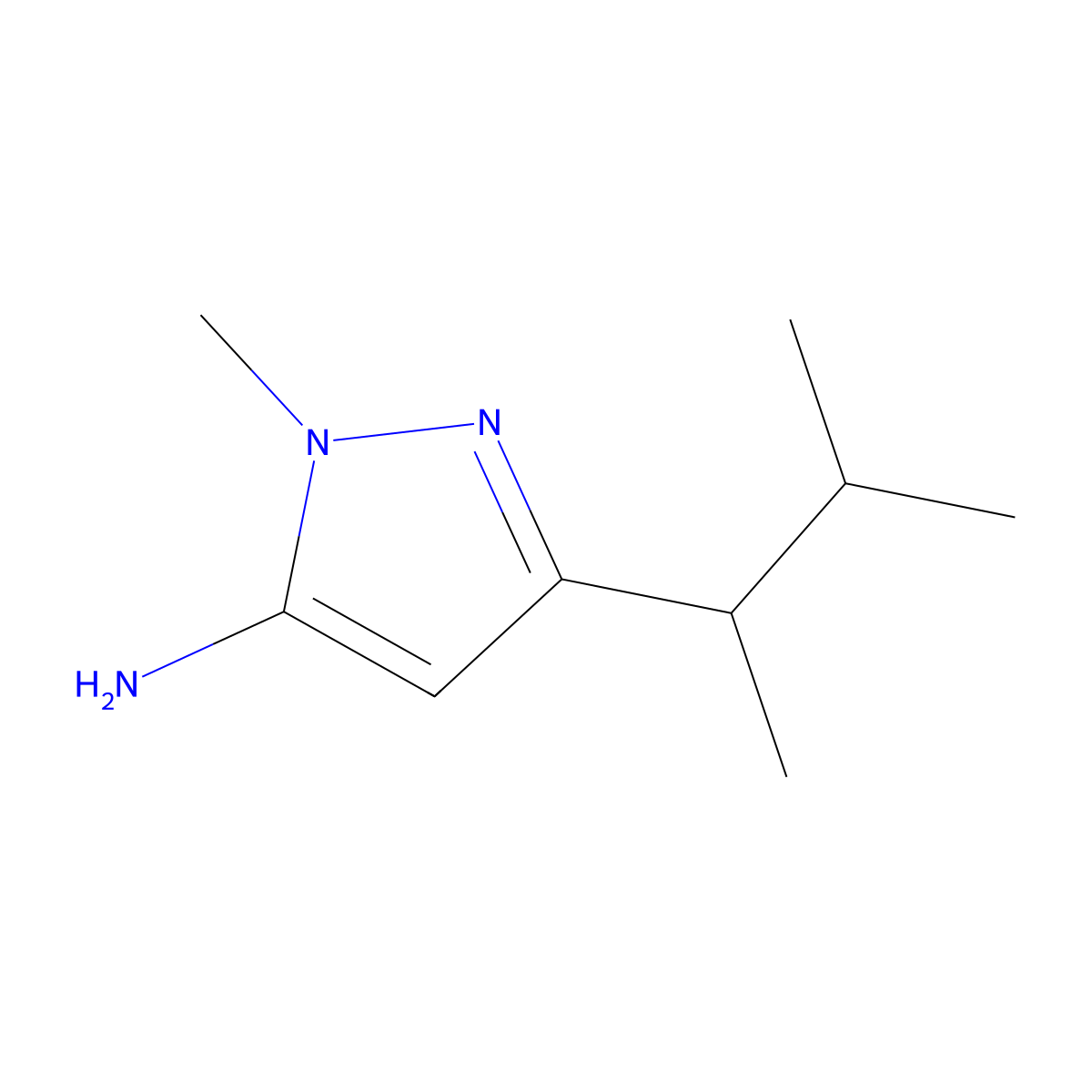 1-methyl-3-(3-methylbutan-2-yl)-1H-pyrazol-5-amine molecular structure, CAS 1340188-29-5