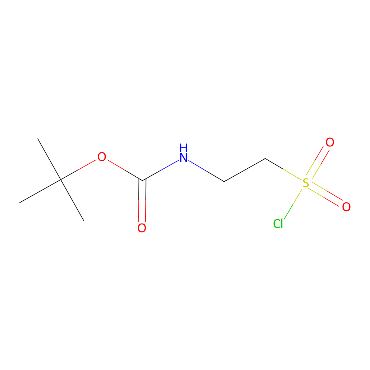 tert-butyl N-[2-(chlorosulfonyl)ethyl]carbamate molecular structure, CAS 134019-73-1