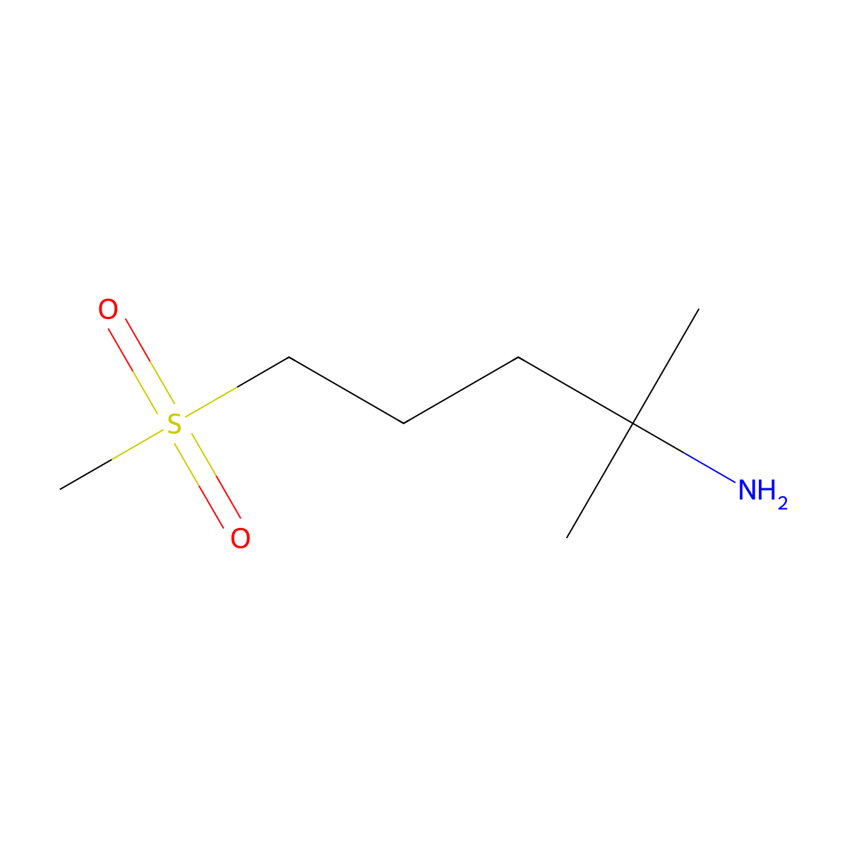 2-Methyl-5-(methylsulfonyl)pentan-2-amine molecular structure, CAS 1340190-42-2