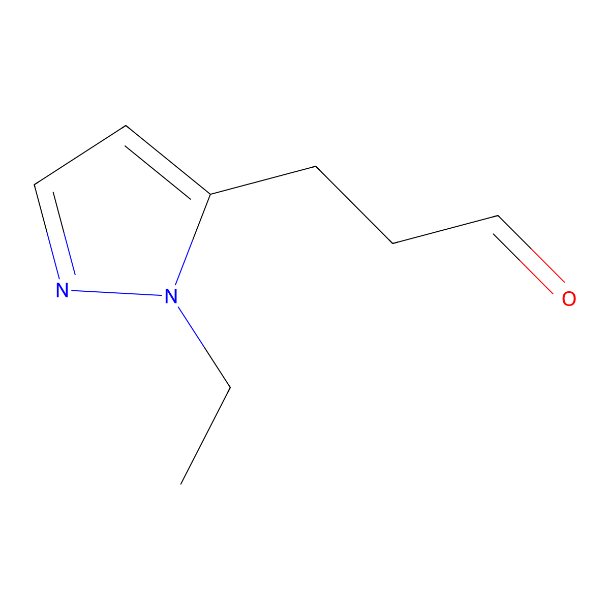3-(1-ethyl-1H-pyrazol-5-yl)propanal molecular structure, CAS 1340191-27-6