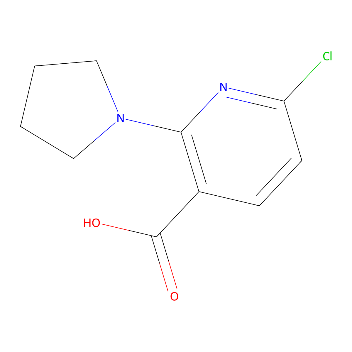 6-Chloro-2-(pyrrolidin-1-yl)nicotinic acid molecular structure, CAS 1340192-88-2