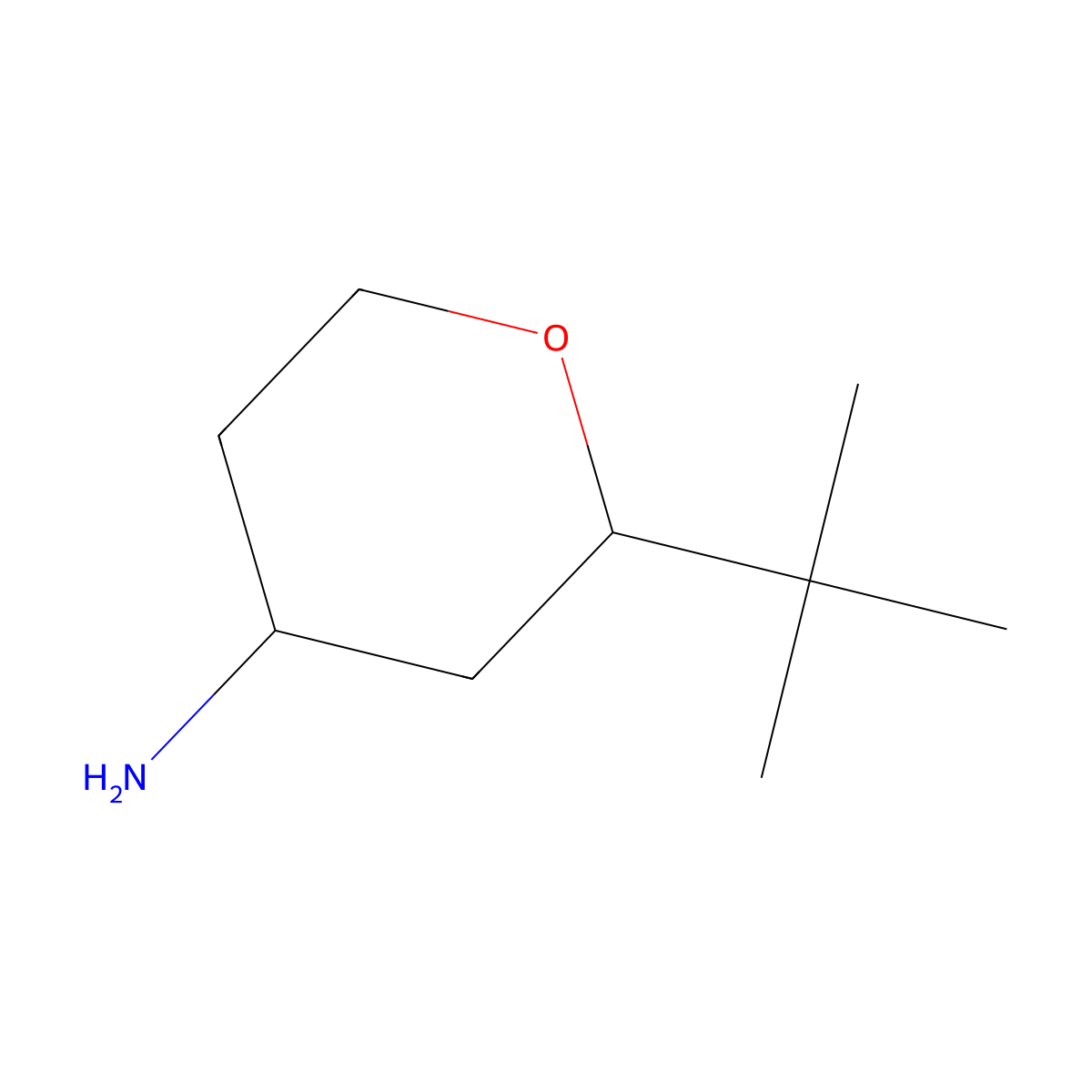 2-Tert-butyloxan-4-amine molecular structure, CAS 1340194-27-5