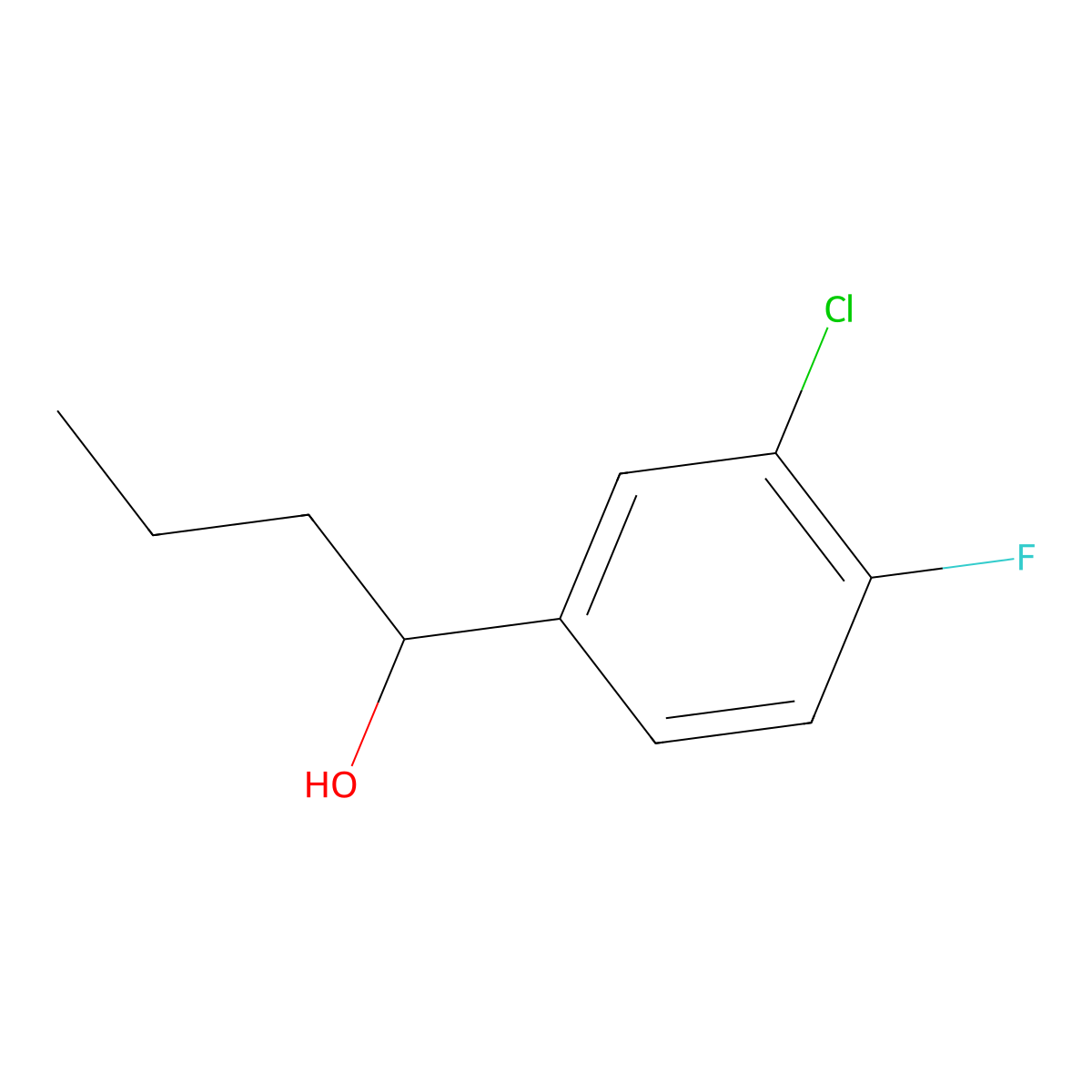 1-(3-Chloro-4-fluorophenyl)-1-butanol molecular structure, CAS 1340194-46-8