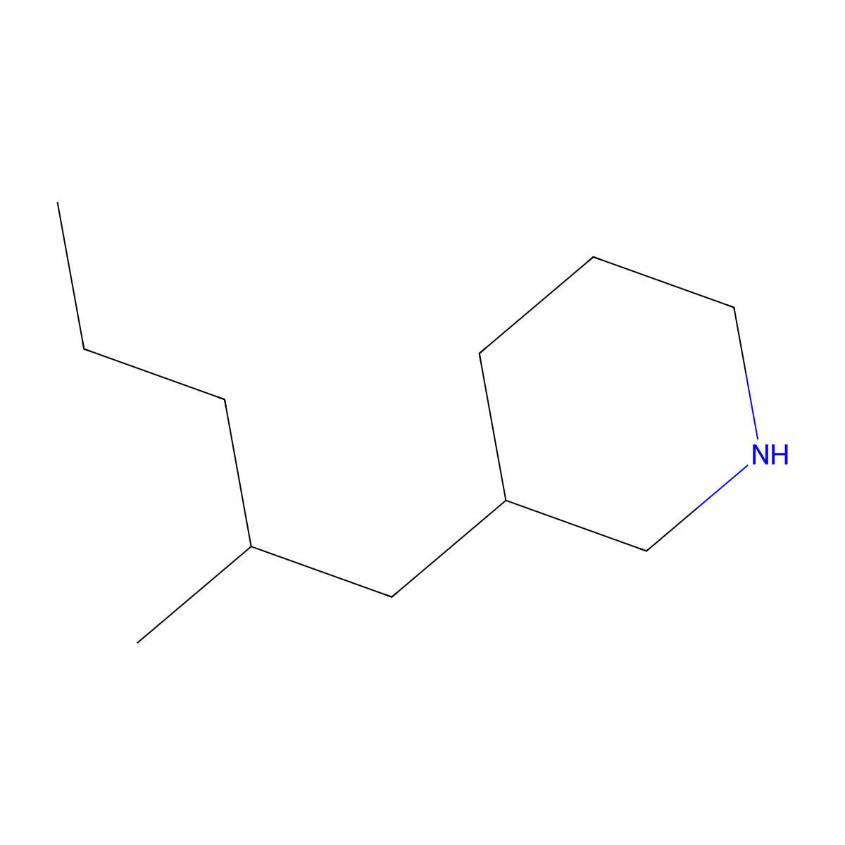 3-(2-Methylpentyl)piperidine molecular structure, CAS 1340194-60-6