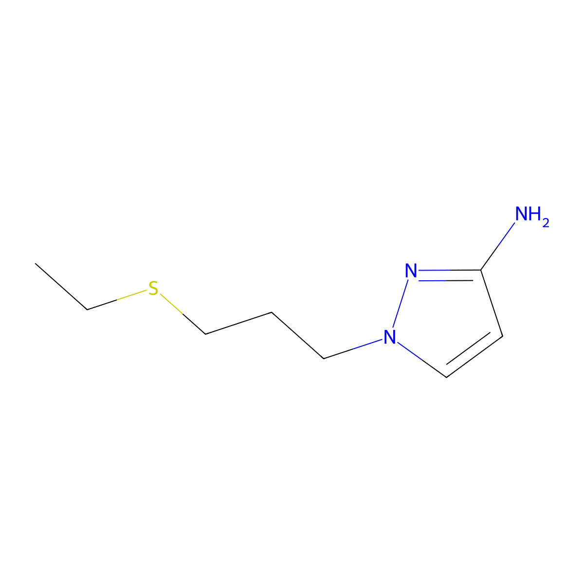 1-(3-(Ethylthio)propyl)-1h-pyrazol-3-amine molecular structure, CAS 1340195-30-3