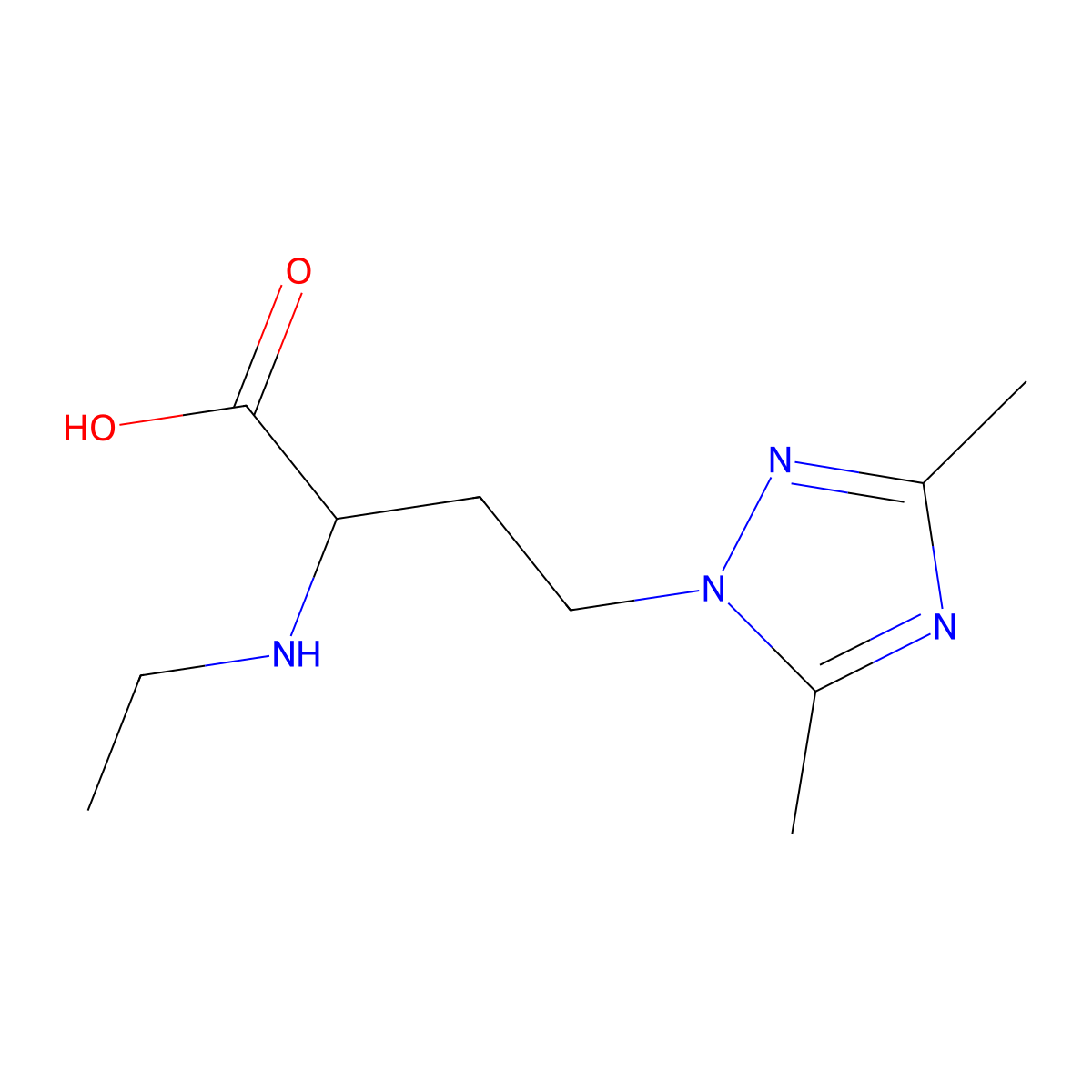 4-(dimethyl-1H-1,2,4-triazol-1-yl)-2-(ethylamino)butanoic acid molecular structure, CAS 1340195-90-5