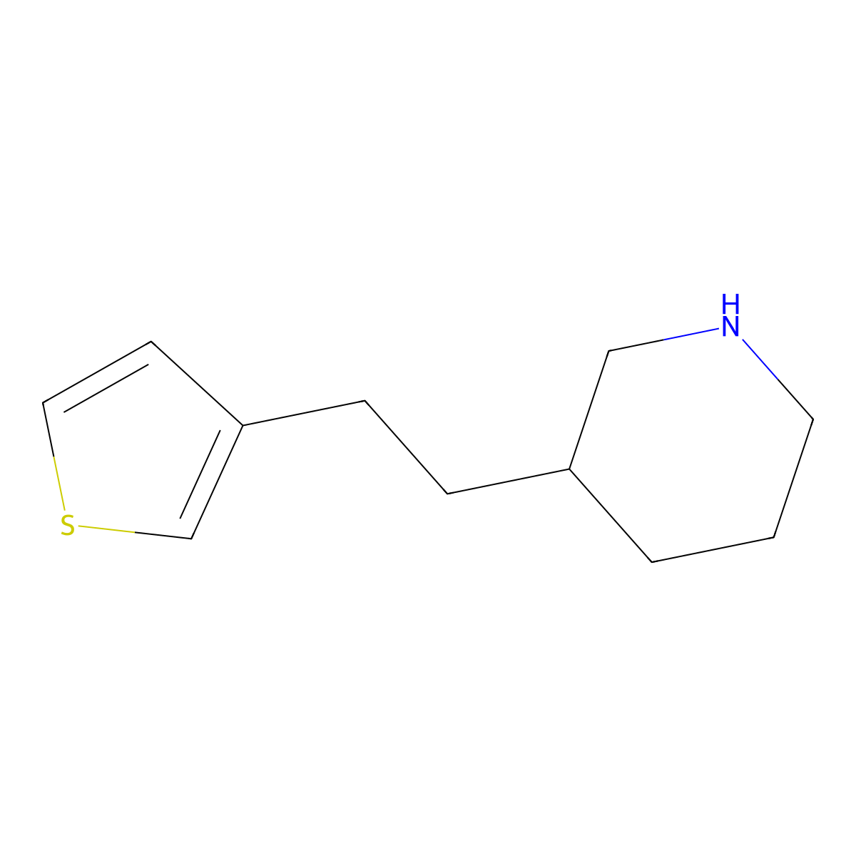 3-(2-(Thiophen-3-yl)ethyl)piperidine molecular structure, CAS 1340196-87-3