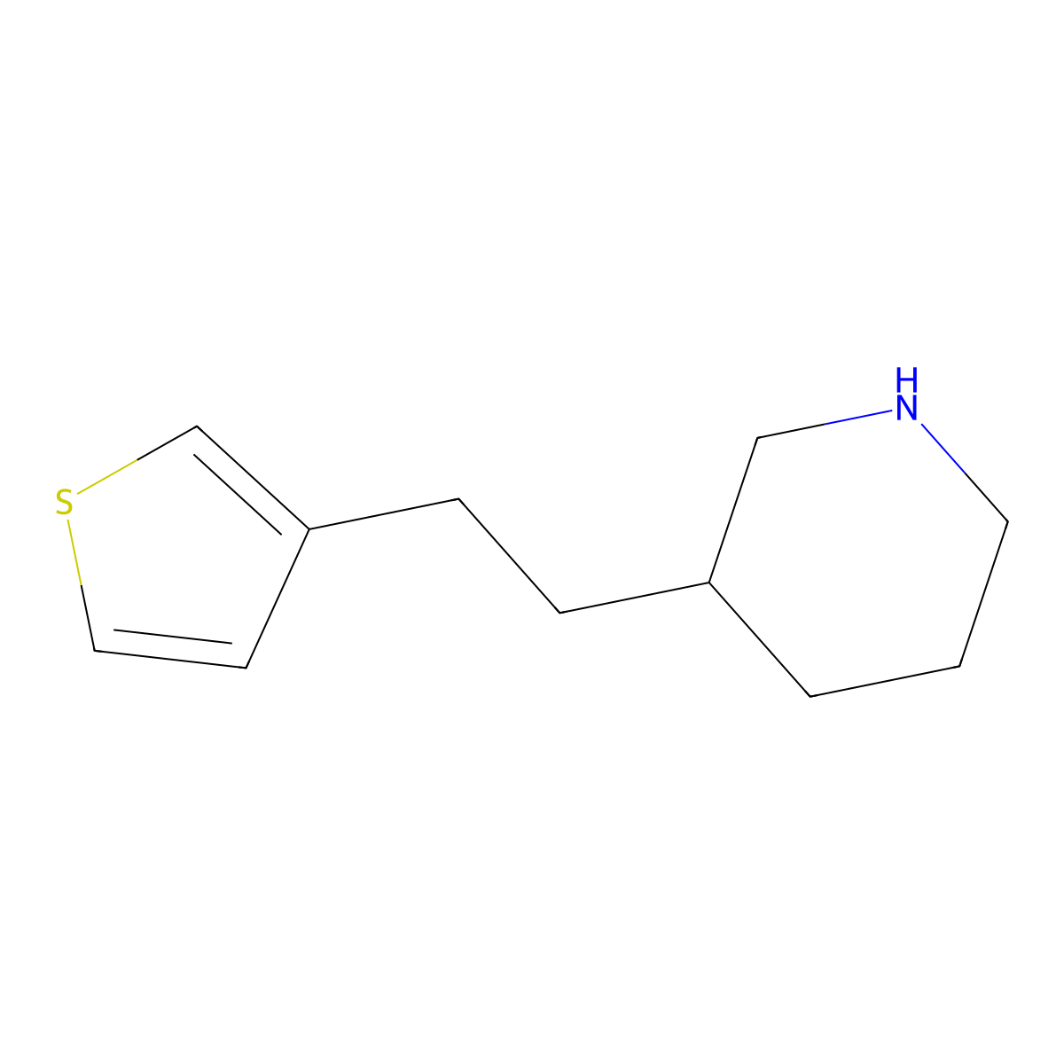 3-(2-(Thiophen-3-yl)ethyl)piperidine molecular structure, CAS 1340196-87-3