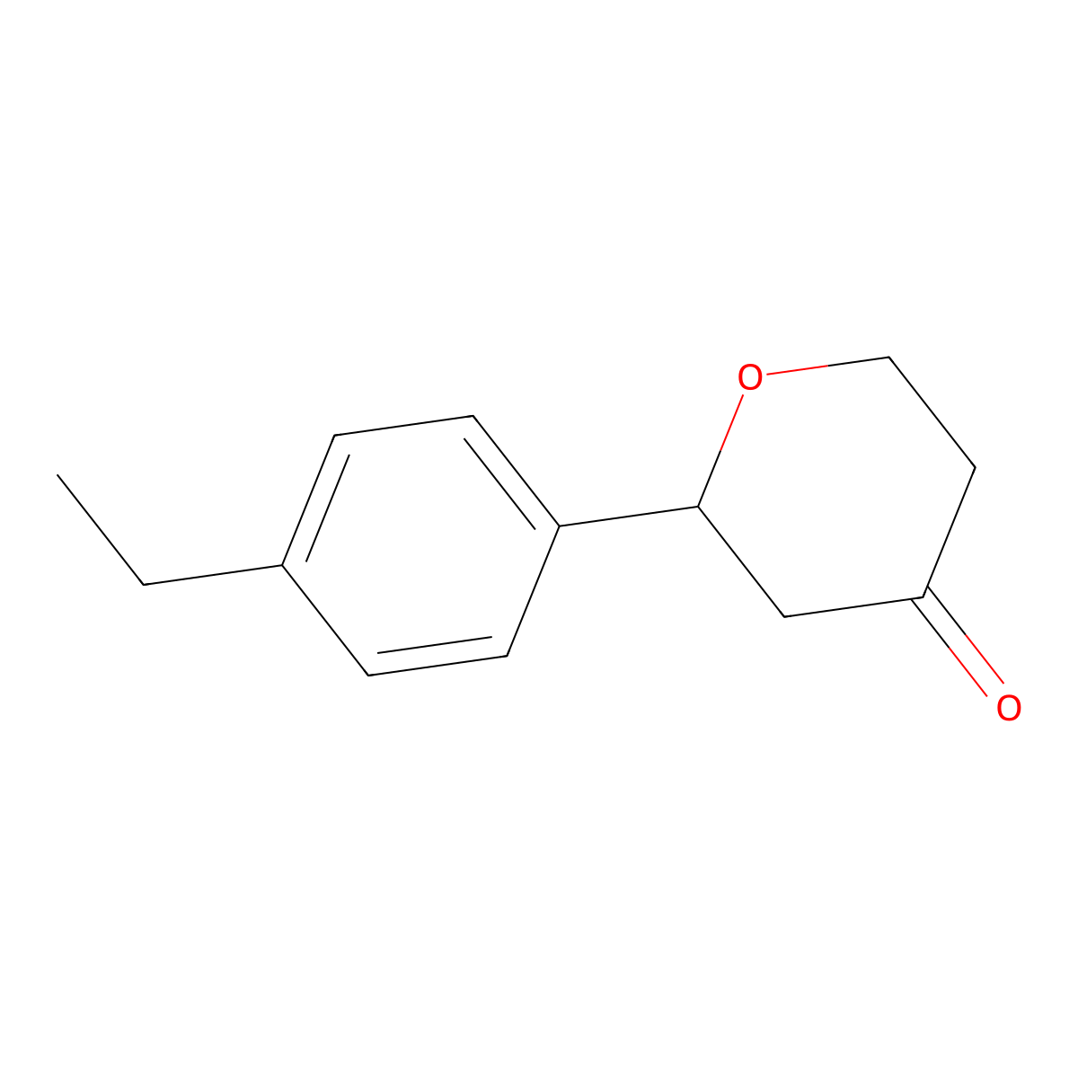 2-(4-ethylphenyl)tetrahydro-4H-pyran-4-one molecular structure, CAS 1340198-77-7