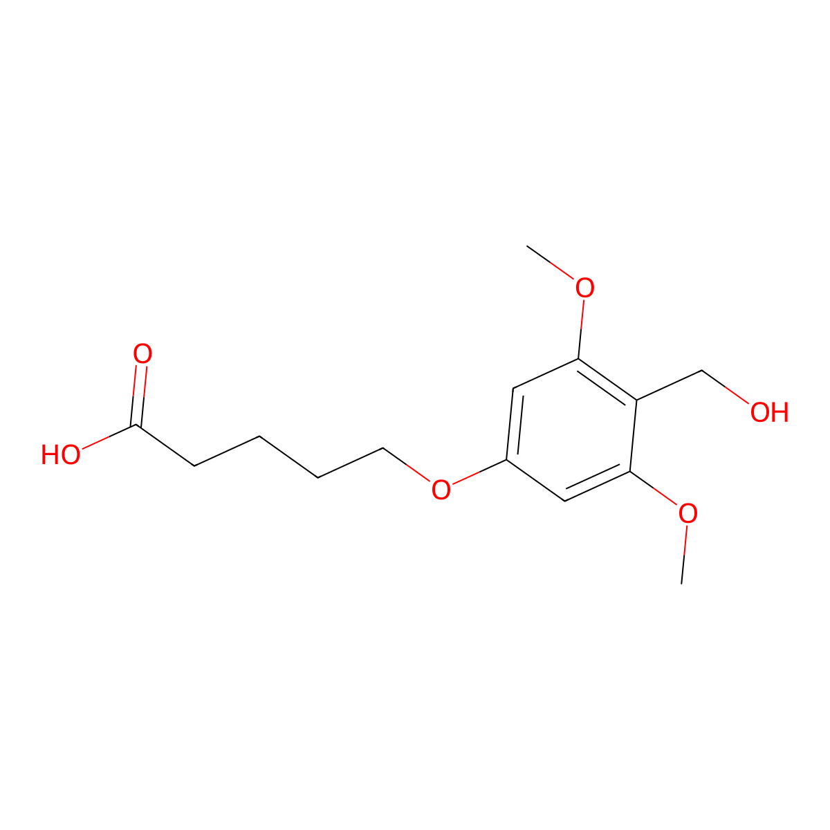 5-[4-(Hydroxymethyl)-3,5-dimethoxyphenoxy]pentanoic acid molecular structure, CAS 134020-55-6