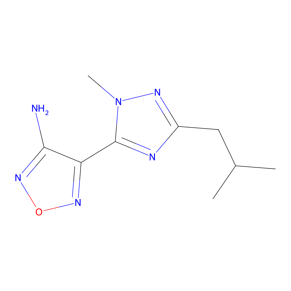 4-(3-Isobutyl-1-methyl-1h-1,2,4-triazol-5-yl)-1,2,5-oxadiazol-3-amine molecular structure, CAS 1340205-24-4