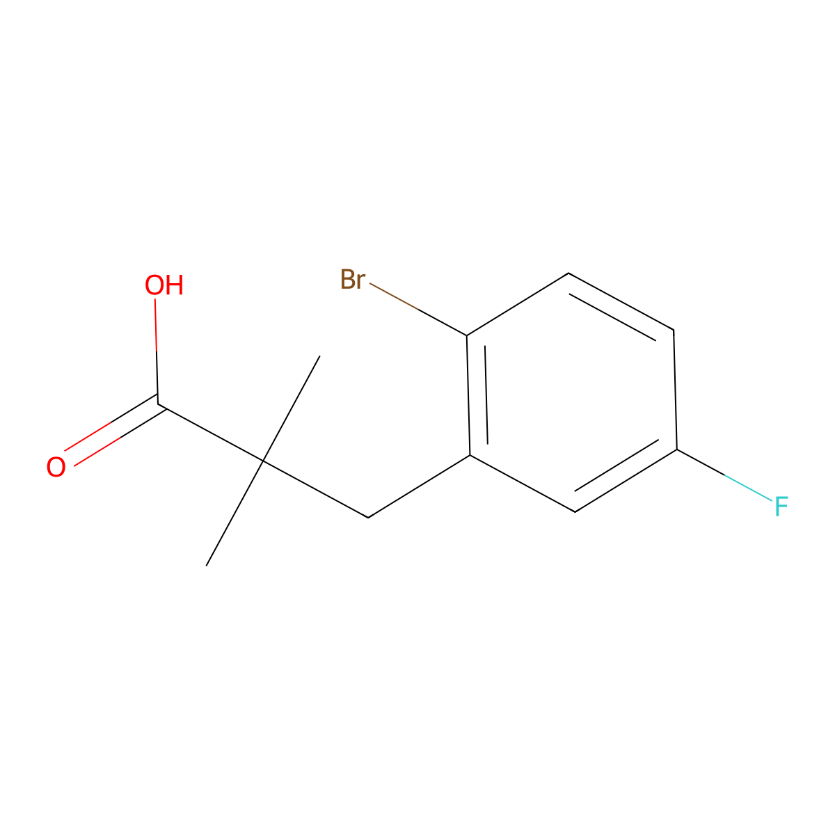 3-(2-Bromo-5-fluorophenyl)-2,2-dimethylpropanoic acid molecular structure, CAS 1340205-49-3