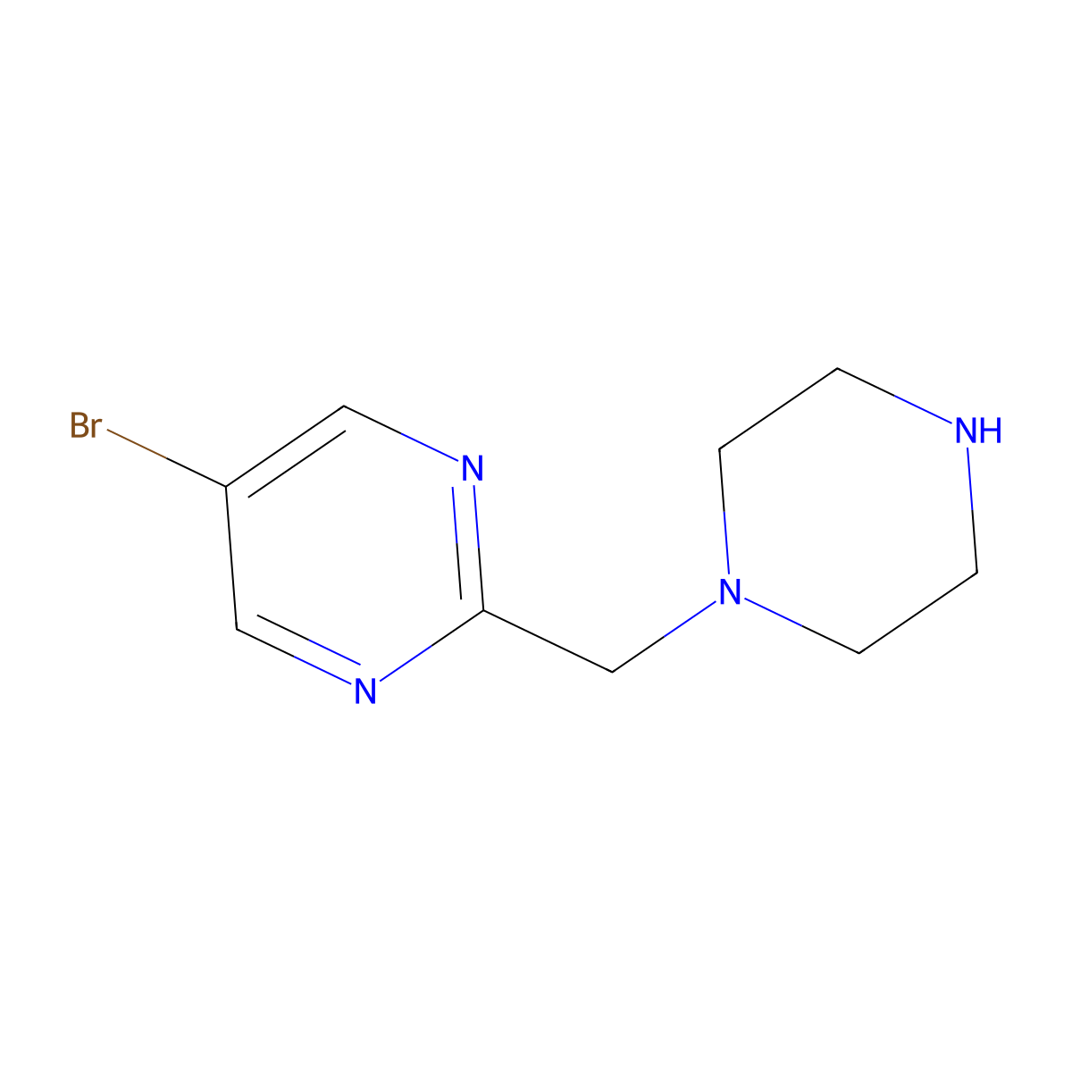 5-Bromo-2-[(piperazin-1-yl)methyl]pyrimidine molecular structure, CAS 1340206-42-9