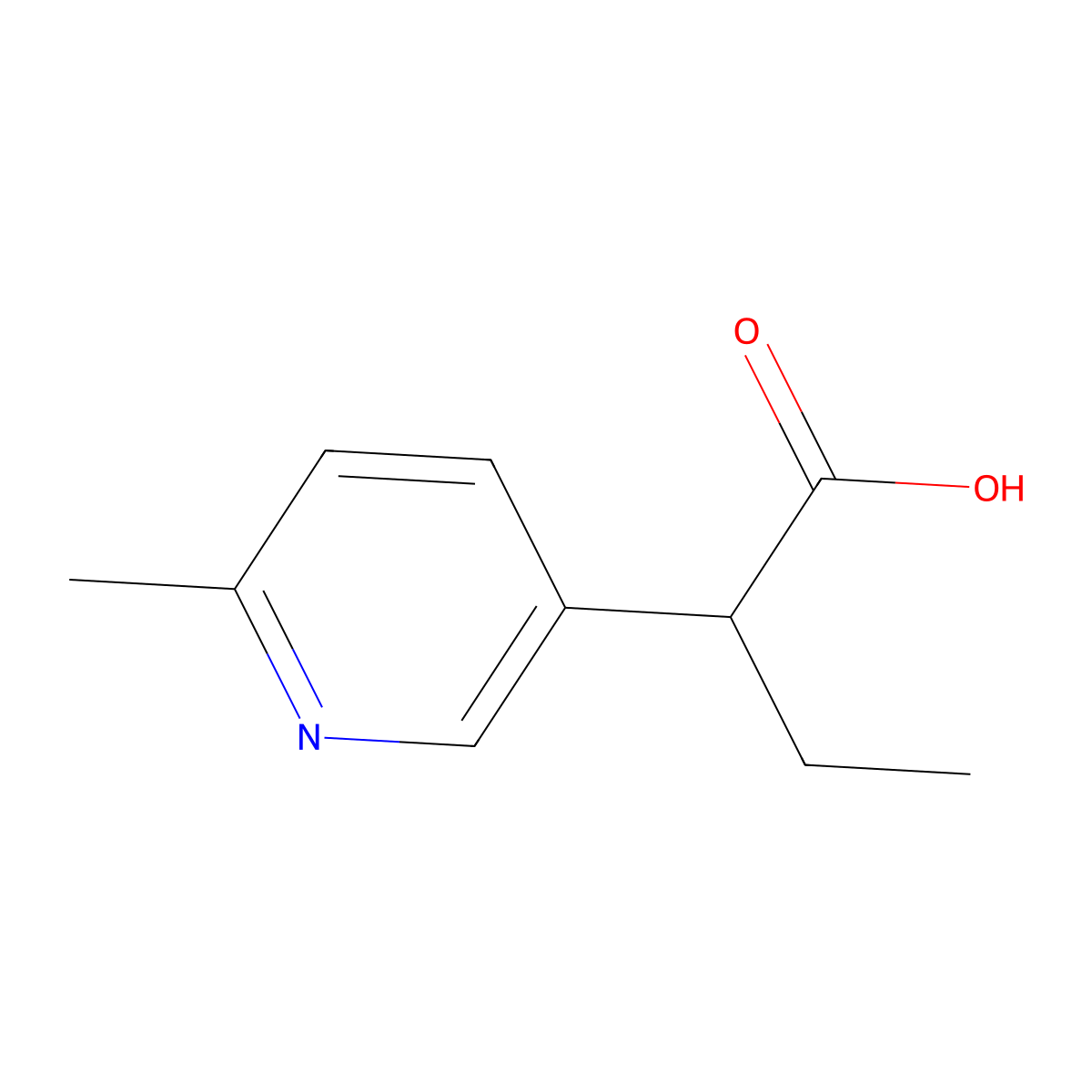 2-(6-Methylpyridin-3-yl)butanoic acid molecular structure, CAS 1340206-80-5