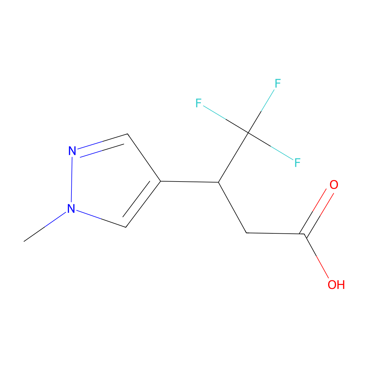 4,4,4-Trifluoro-3-(1-methyl-1h-pyrazol-4-yl)butanoic acid molecular structure, CAS 1340207-05-7