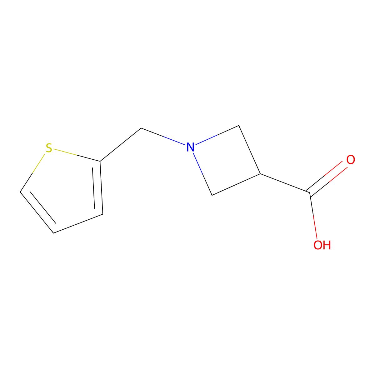 1-(Thiophen-2-ylmethyl)azetidine-3-carboxylic acid molecular structure, CAS 1340207-57-9