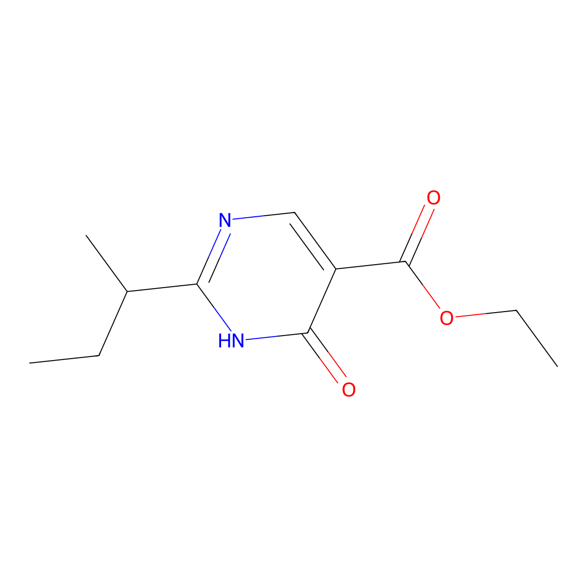 Ethyl 2-(sec-butyl)-6-oxo-1,6-dihydropyrimidine-5-carboxylate molecular structure, CAS 1340218-26-9