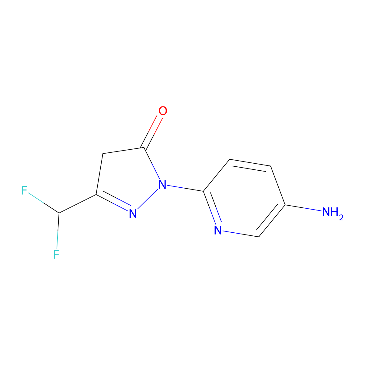 1-(5-aminopyridin-2-yl)-3-(difluoromethyl)-4,5-dihydro-1H-pyrazol-5-one molecular structure, CAS 1340218-96-3