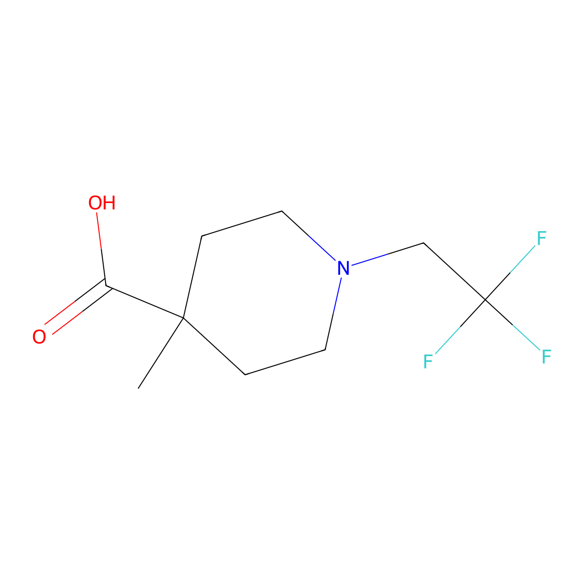 4-Methyl-1-(2,2,2-trifluoroethyl)piperidine-4-carboxylic acid molecular structure, CAS 1340224-92-1