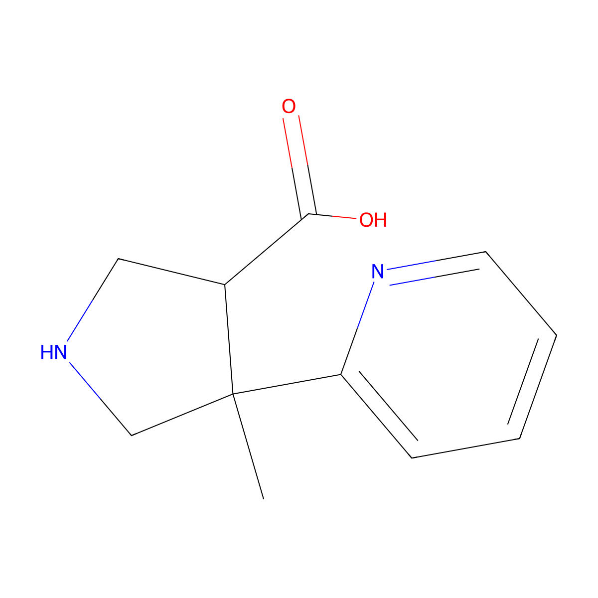 4-Methyl-4-(pyridin-2-yl)pyrrolidine-3-carboxylic acid molecular structure, CAS 1340225-77-5