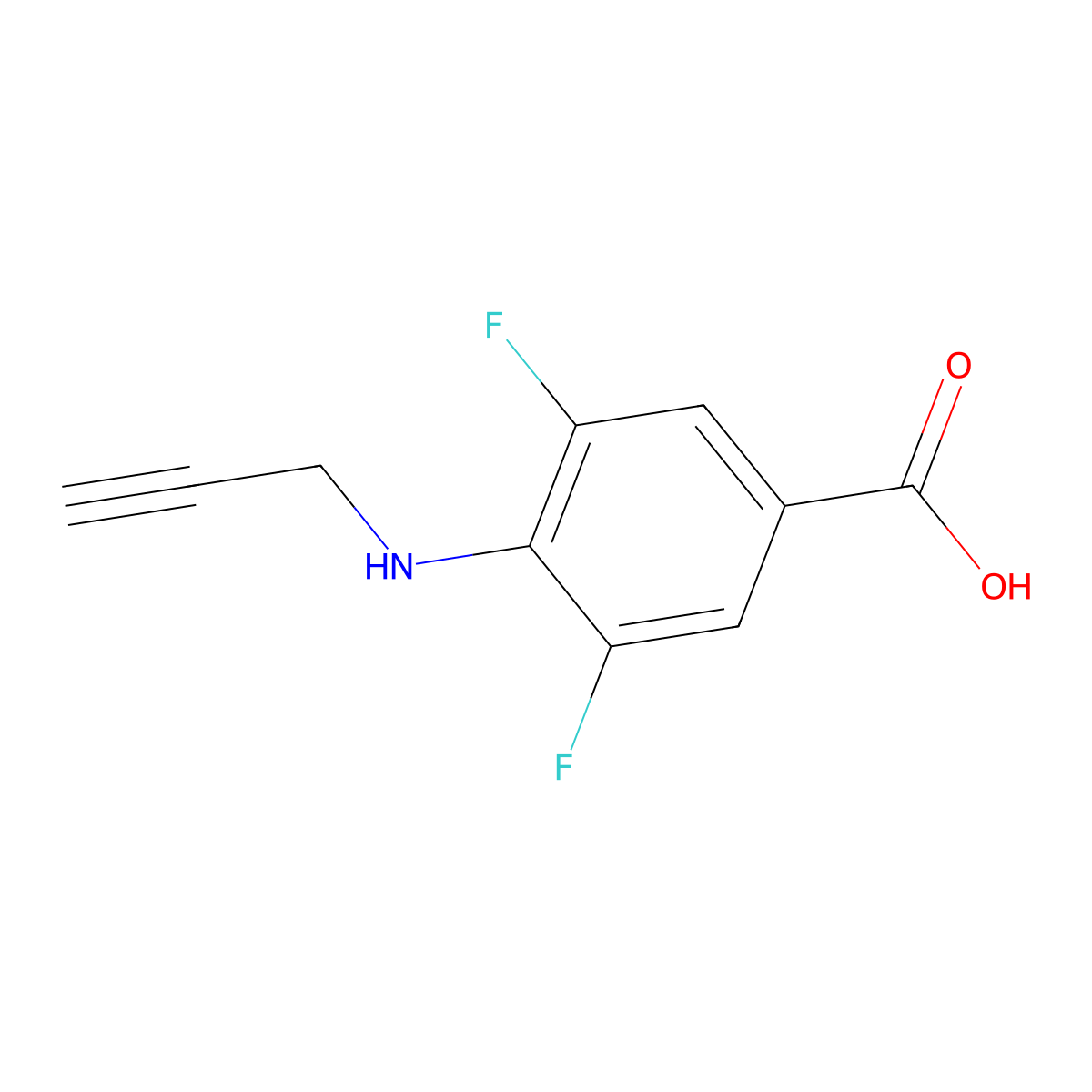 3,5-Difluoro-4-[(prop-2-yn-1-yl)amino]benzoic acid molecular structure, CAS 1340228-34-3