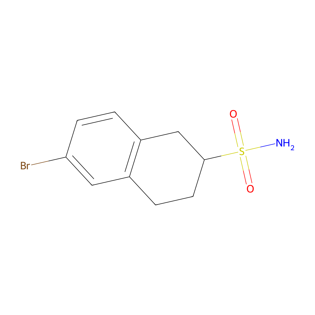 6-Bromo-1,2,3,4-tetrahydronaphthalene-2-sulfonamide molecular structure, CAS 1340228-94-5