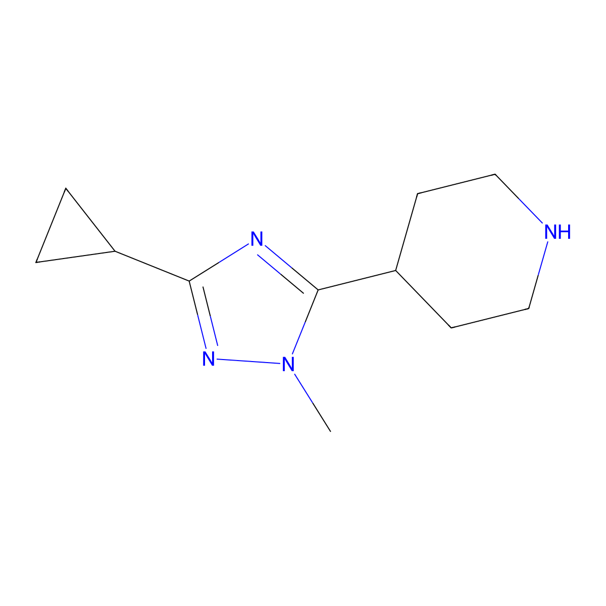 4-(3-Cyclopropyl-1-methyl-1h-1,2,4-triazol-5-yl)piperidine molecular structure, CAS 1340229-38-0