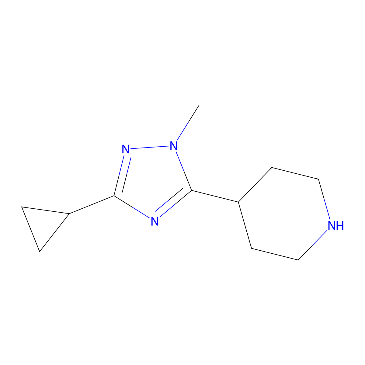 4-(3-Cyclopropyl-1-methyl-1h-1,2,4-triazol-5-yl)piperidine molecular structure, CAS 1340229-38-0