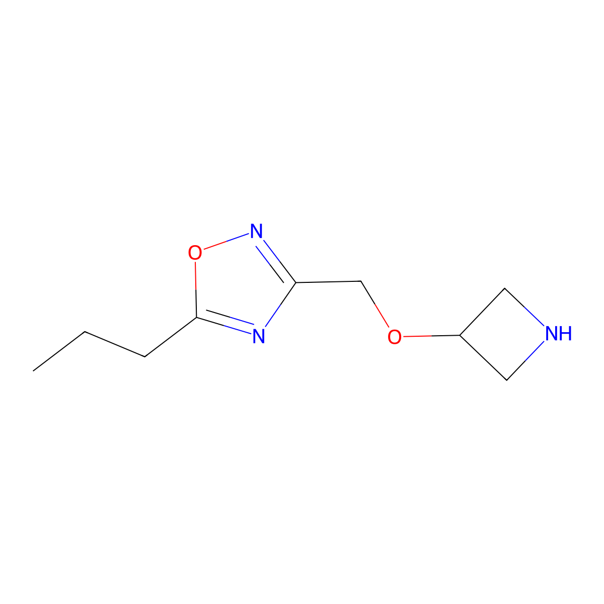 3-((Azetidin-3-yloxy)methyl)-5-propyl-1,2,4-oxadiazole molecular structure, CAS 1340230-31-0