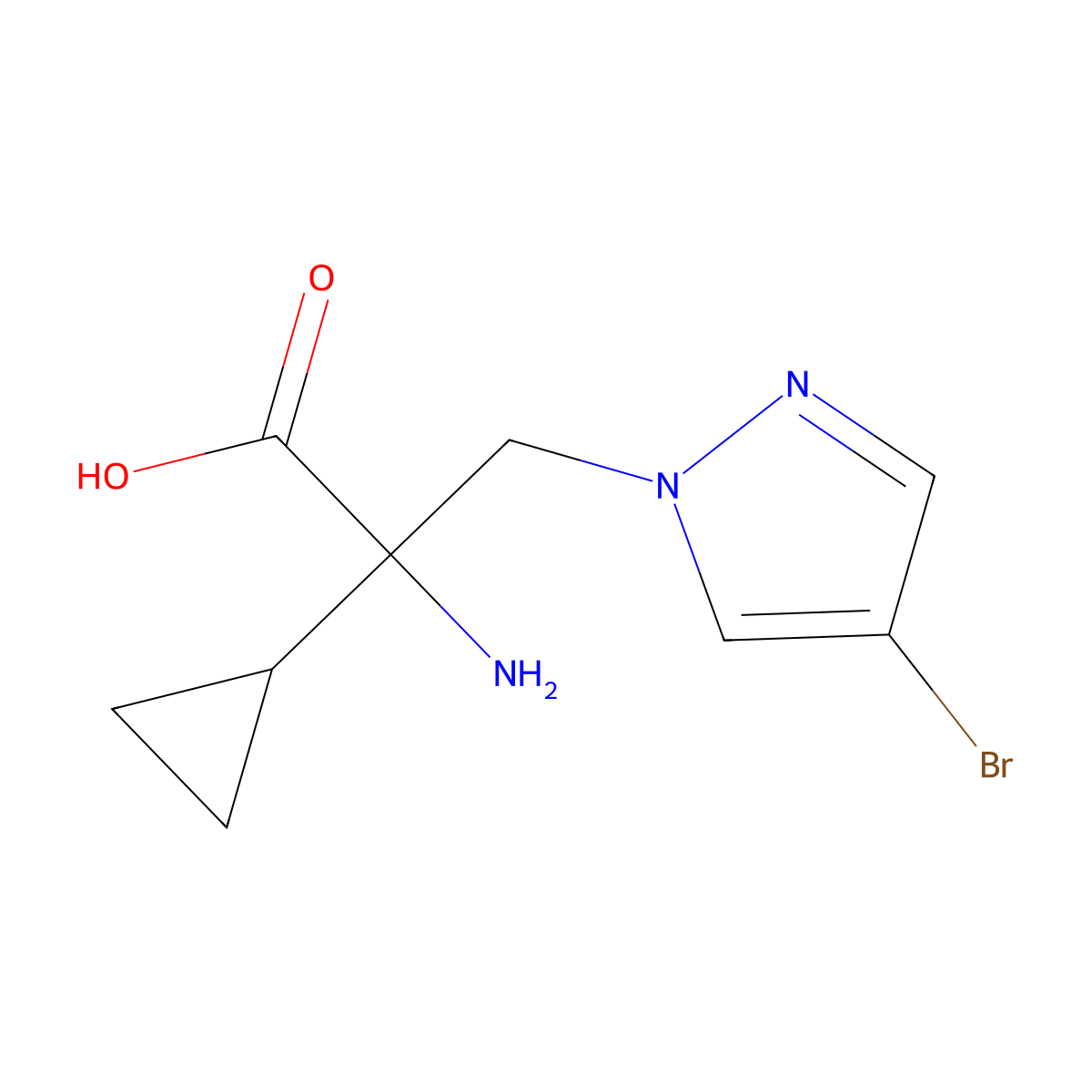 2-Amino-3-(4-bromo-1h-pyrazol-1-yl)-2-cyclopropylpropanoic acid molecular structure, CAS 1340231-17-5
