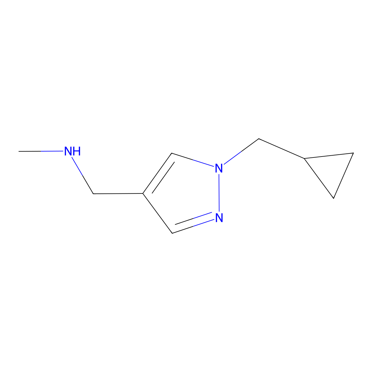 {[1-(cyclopropylmethyl)-1H-pyrazol-4-yl]methyl}(methyl)amine molecular structure, CAS 1340232-08-7