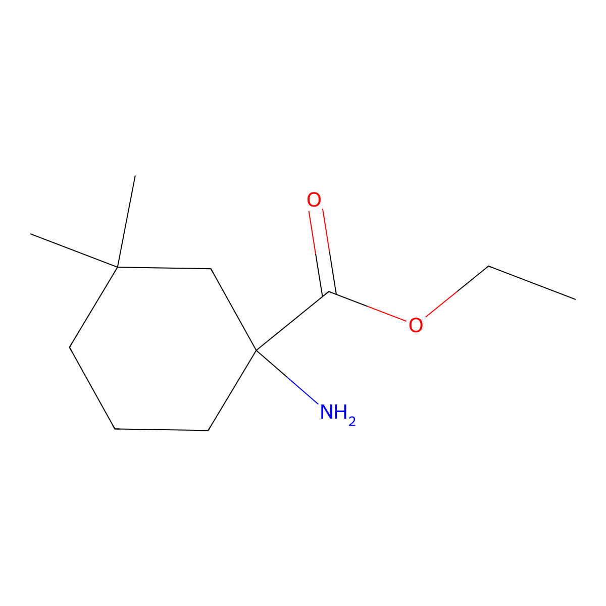 Ethyl 1-amino-3,3-dimethylcyclohexanecarboxylate molecular structure, CAS 1340235-30-4