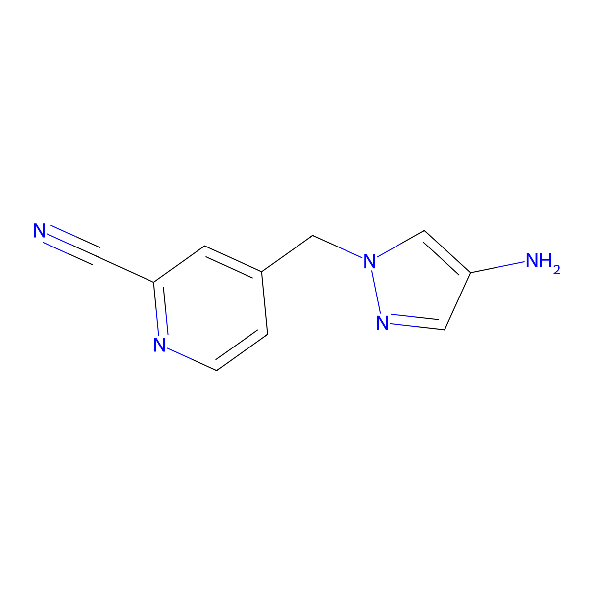 4-((4-Amino-1h-pyrazol-1-yl)methyl)picolinonitrile molecular structure, CAS 1340235-48-4