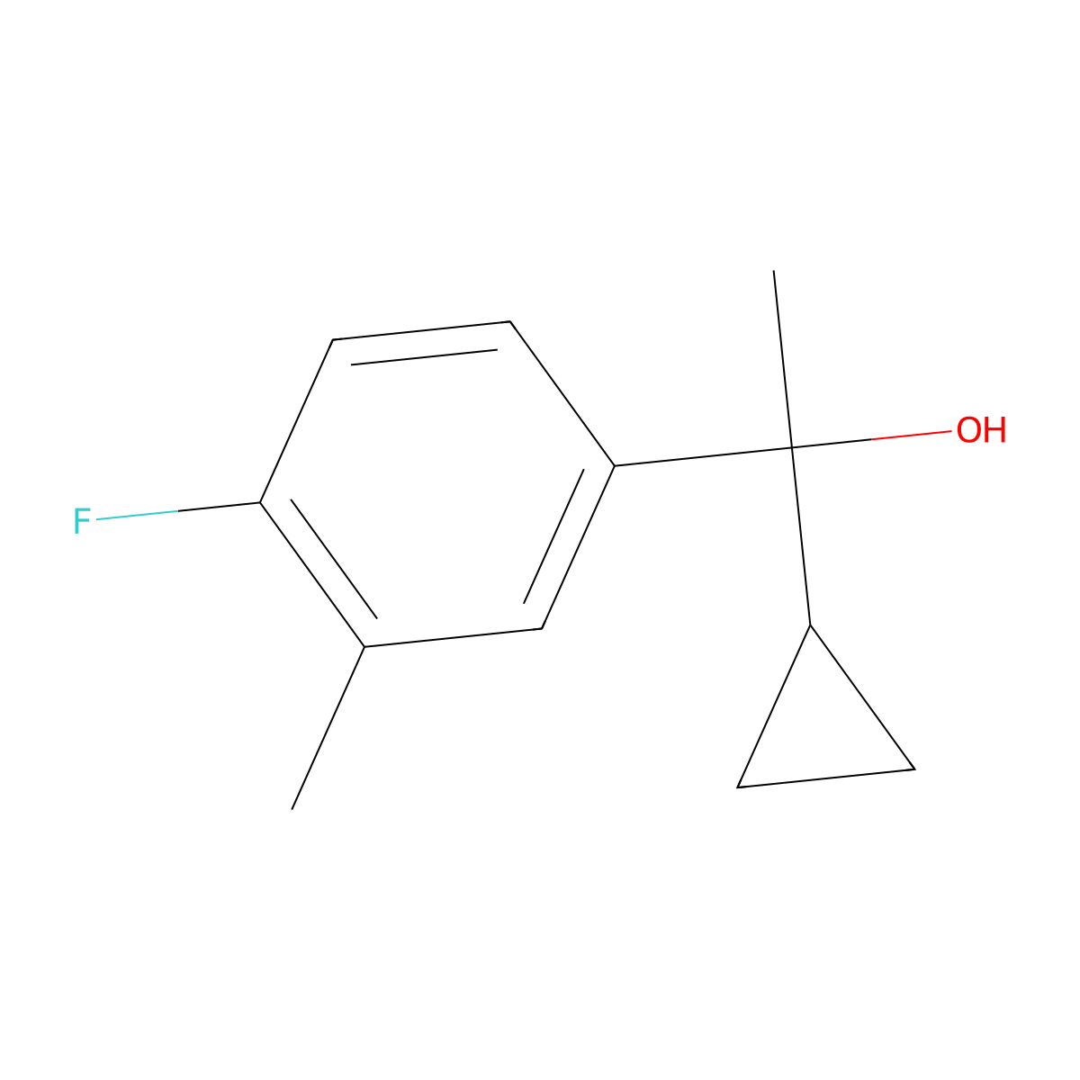1-(4-Fluoro-3-methylphenyl)-1-cyclopropyl ethanol molecular structure, CAS 1340236-53-4