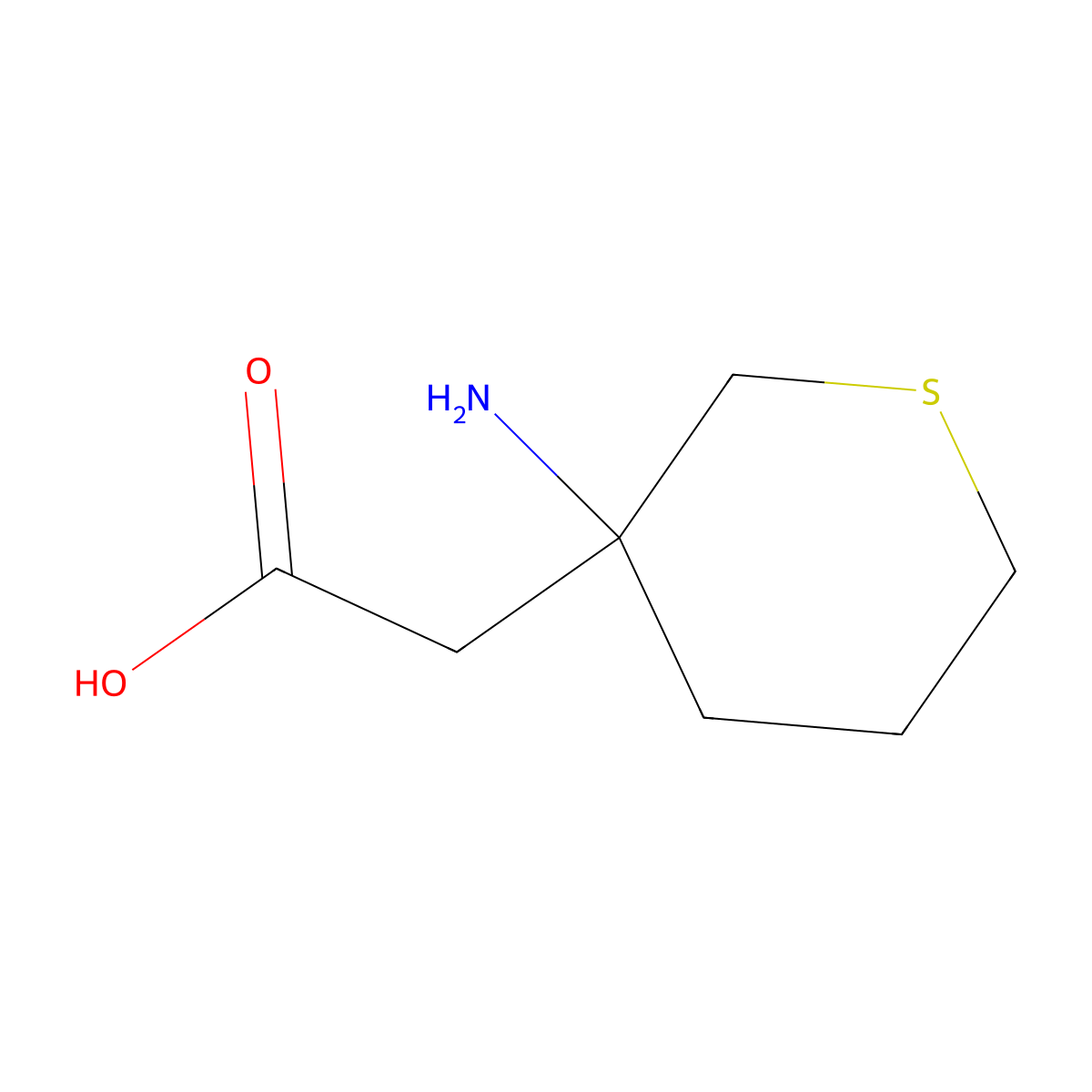2-(3-Aminothian-3-yl)acetic acid molecular structure, CAS 1340239-98-6