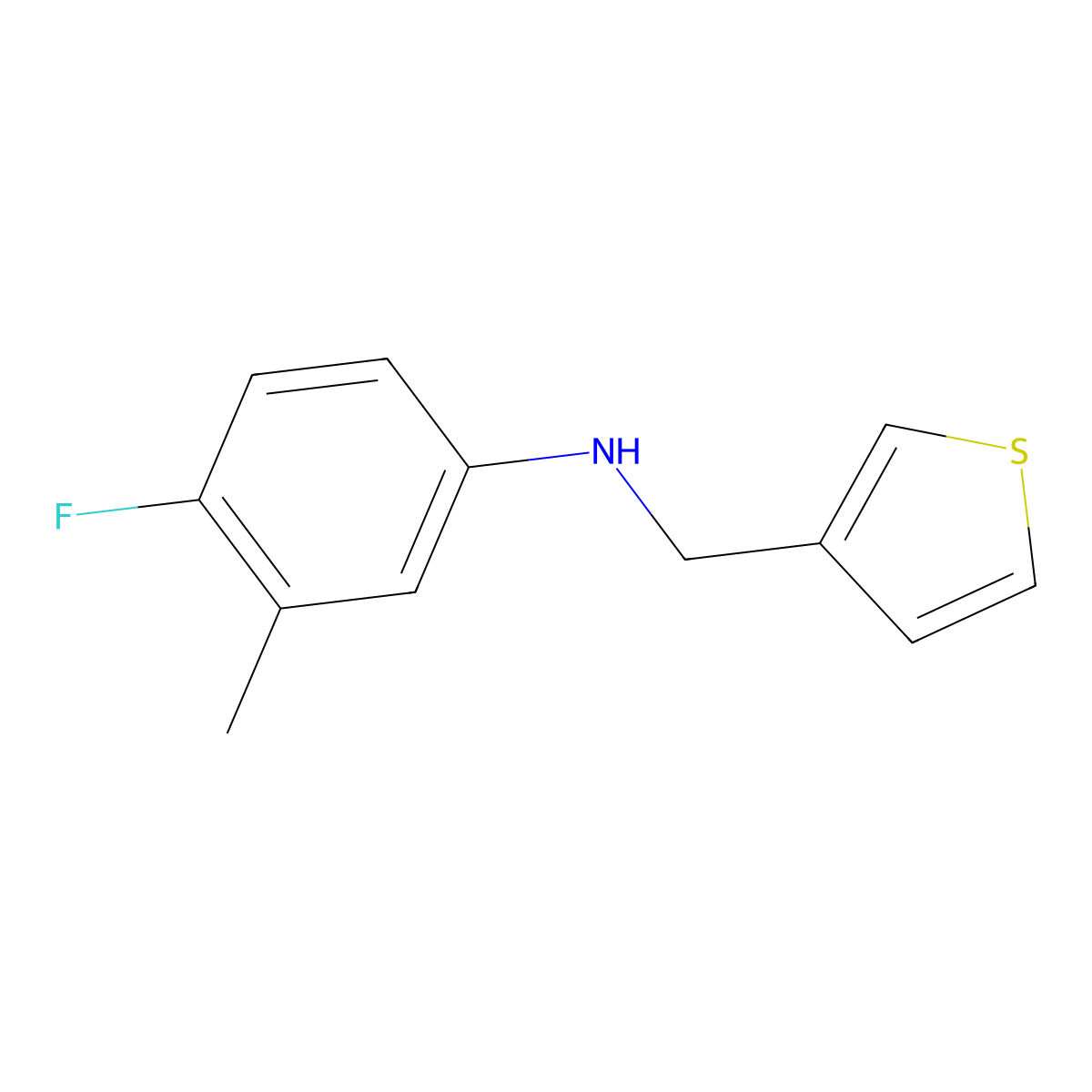 4-fluoro-3-methyl-N-(thiophen-3-ylmethyl)aniline molecular structure, CAS 1340243-52-8