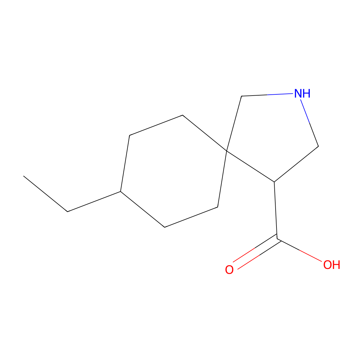 8-Ethyl-2-azaspiro[4.5]decane-4-carboxylic acid molecular structure, CAS 1340244-46-3