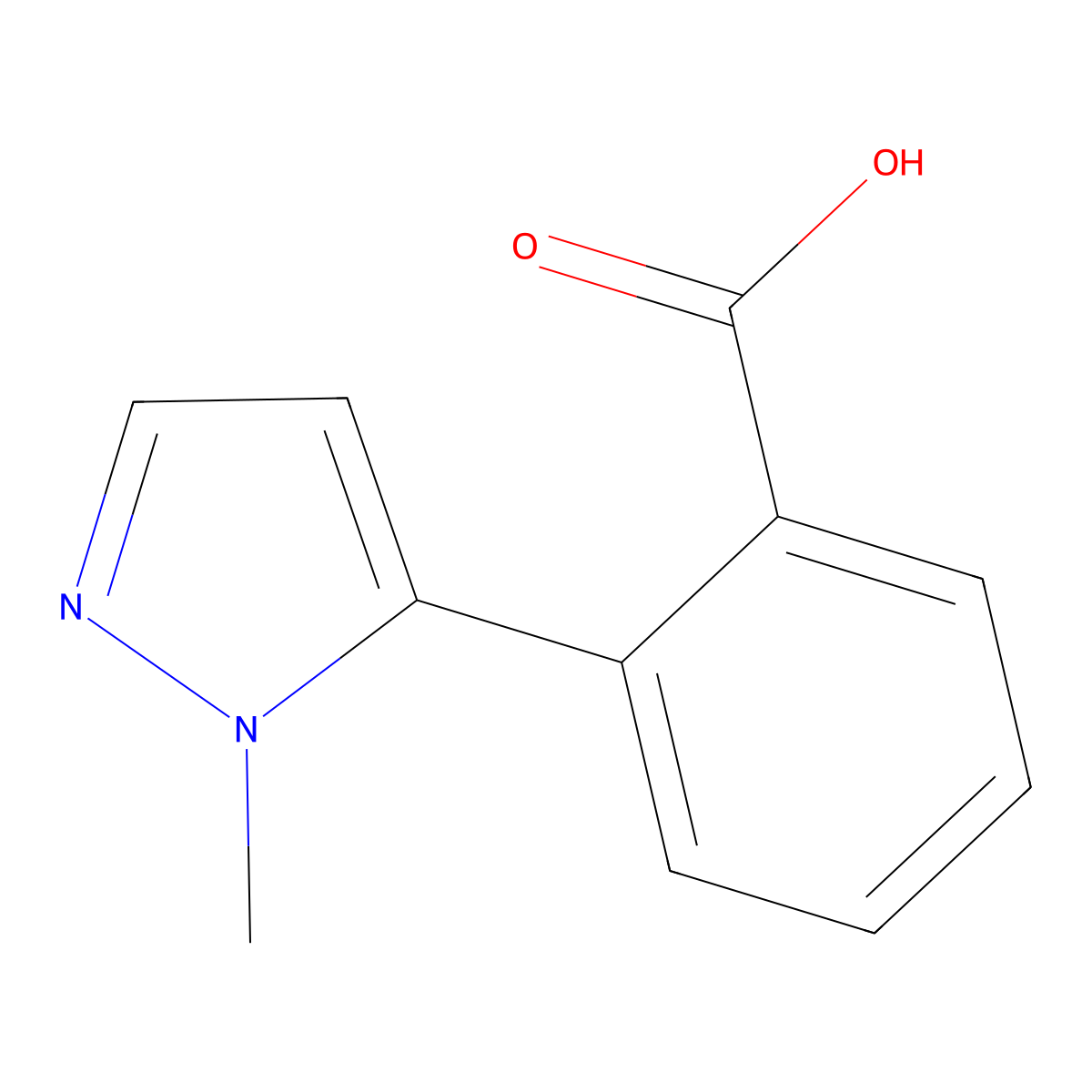 2-(1-methyl-1H-pyrazol-5-yl)benzoic acid molecular structure, CAS 1340244-73-6