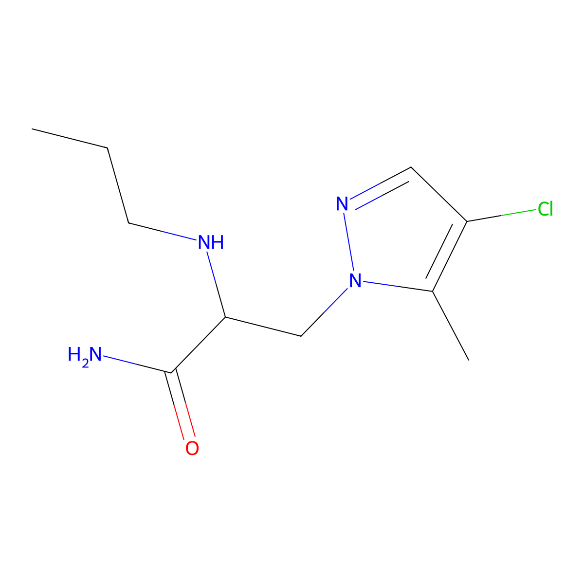 3-(4-Chloro-5-methyl-1h-pyrazol-1-yl)-2-(propylamino)propanamide molecular structure, CAS 1340246-26-5
