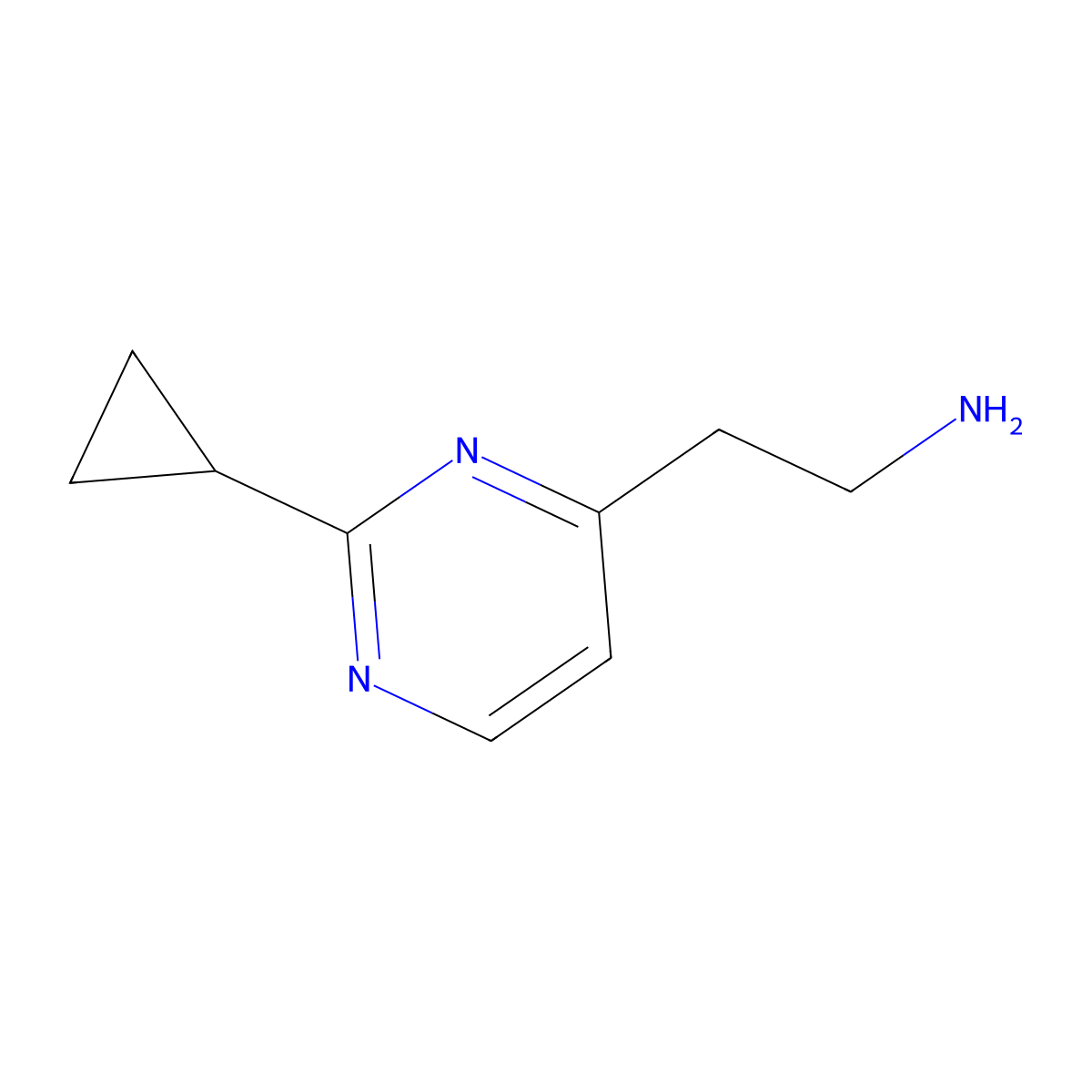2-(2-Cyclopropylpyrimidin-4-yl)ethan-1-amine molecular structure, CAS 1340249-35-5