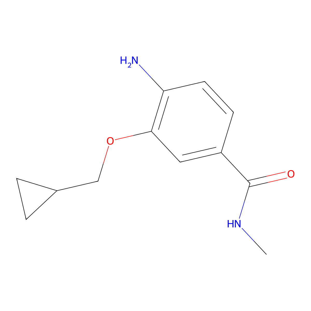 4-amino-3-(cyclopropylmethoxy)-N-methylbenzamide molecular structure, CAS 1340249-97-9