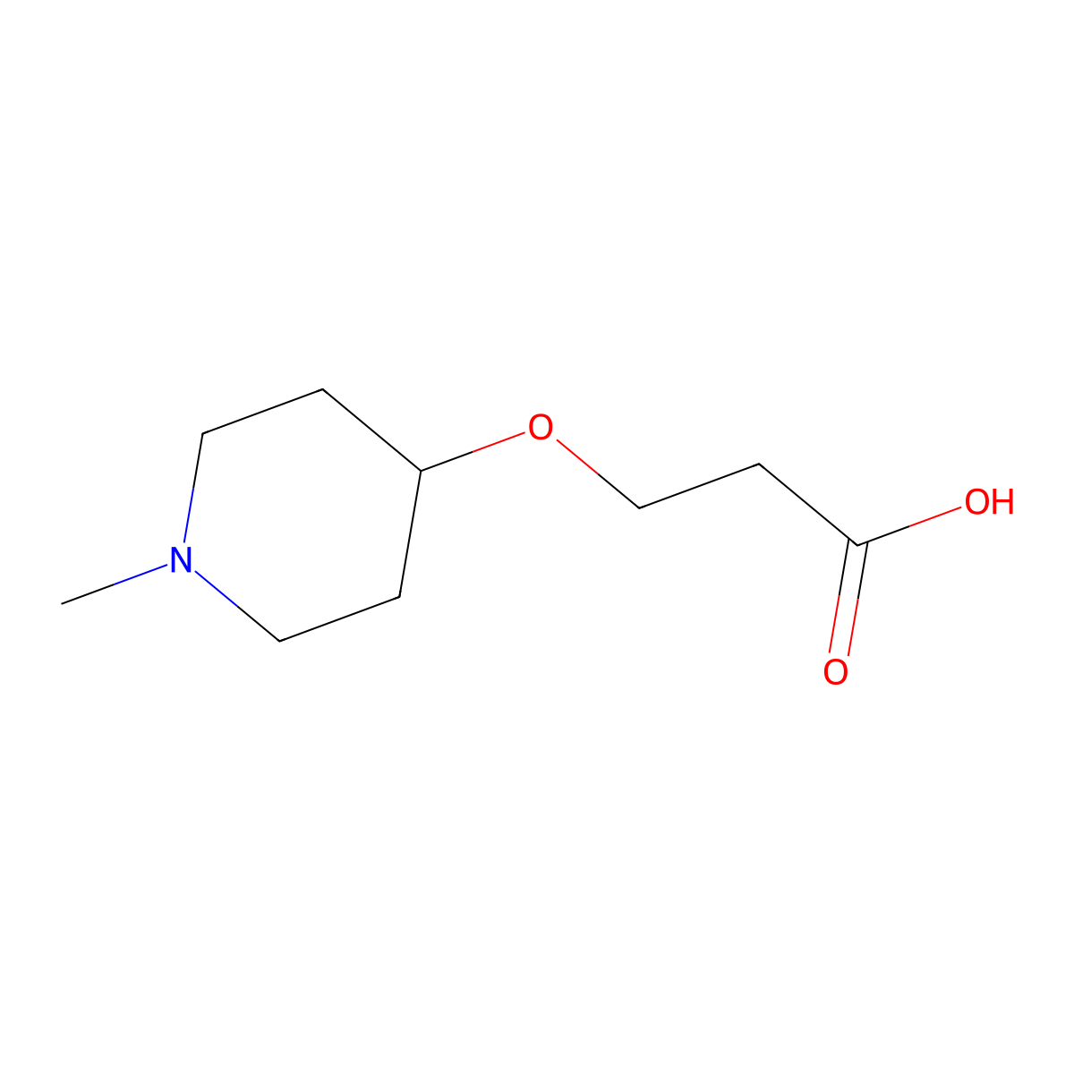 3-((1-Methylpiperidin-4-yl)oxy)propanoic acid molecular structure, CAS 1340250-98-7