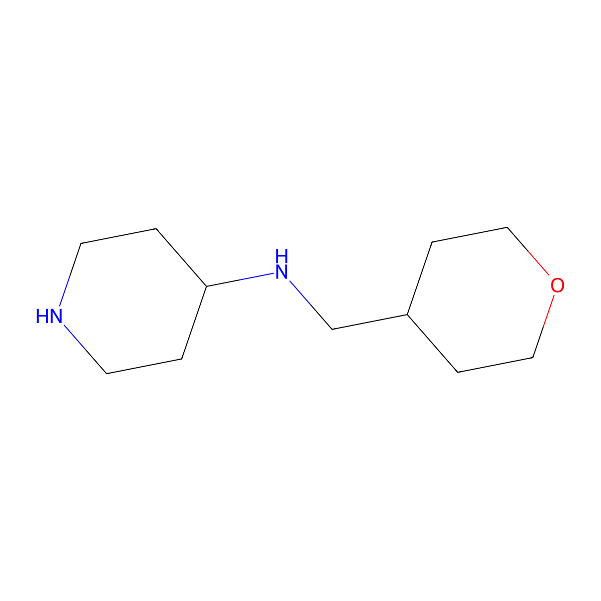 N-[(oxan-4-yl)methyl]piperidin-4-amine molecular structure, CAS 1340252-11-0