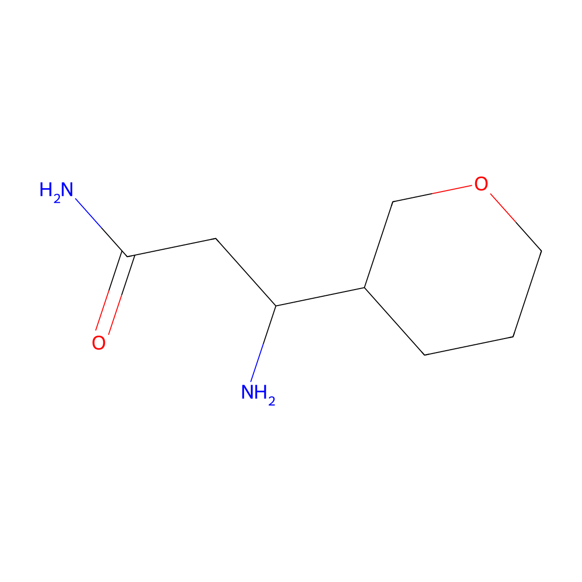 3-Amino-3-(oxan-3-yl)propanamide molecular structure, CAS 1340253-60-2