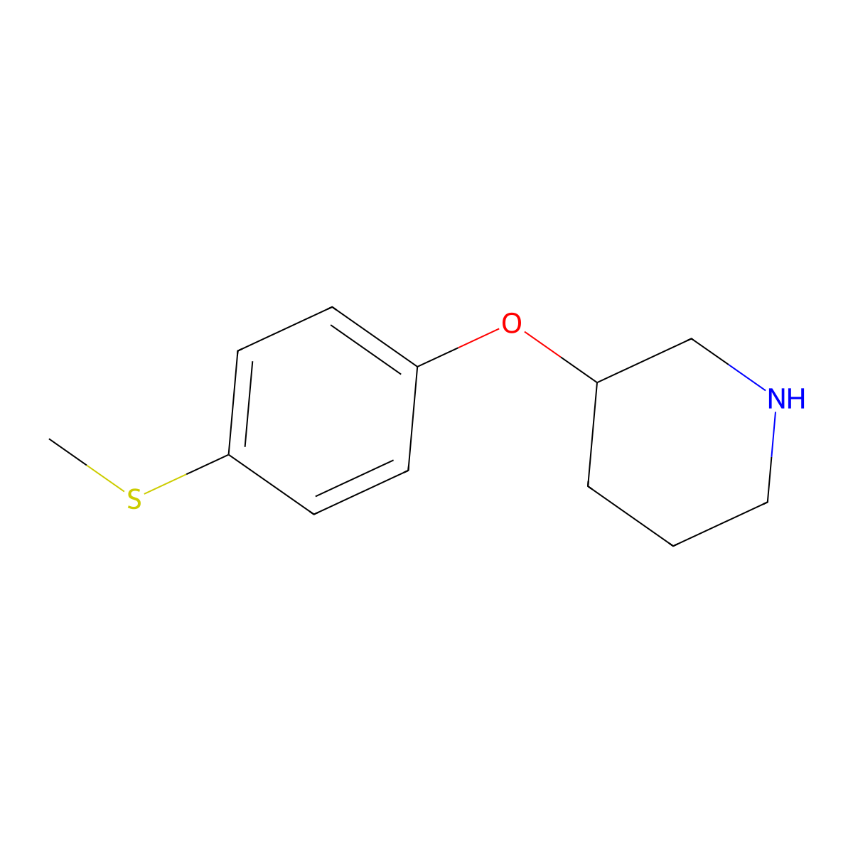 3-[4-(Methylsulfanyl)phenoxy]piperidine molecular structure, CAS 1340254-62-7