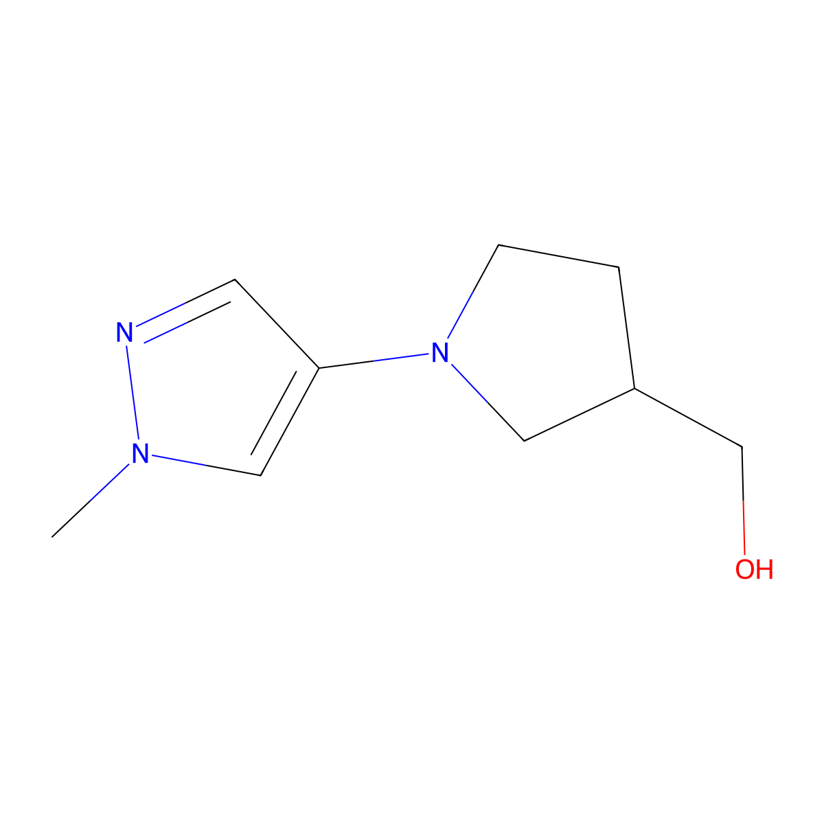 [1-(1-methyl-1H-pyrazol-4-yl)pyrrolidin-3-yl]methanol molecular structure, CAS 1340256-32-7