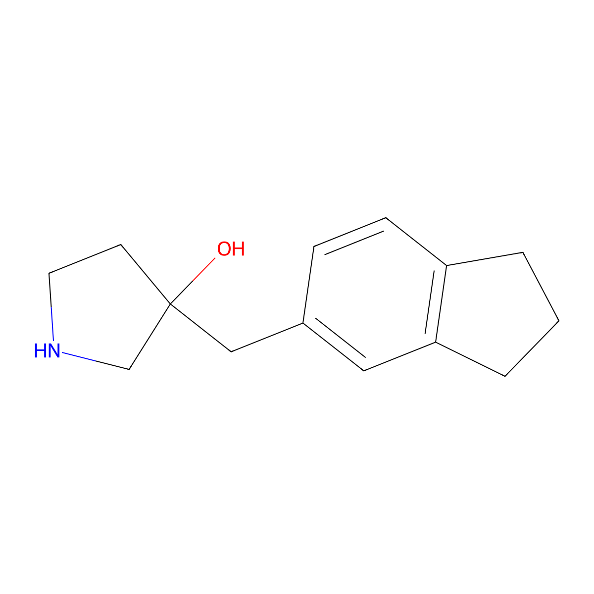 3-((2,3-Dihydro-1h-inden-5-yl)methyl)pyrrolidin-3-ol molecular structure, CAS 1340257-30-8